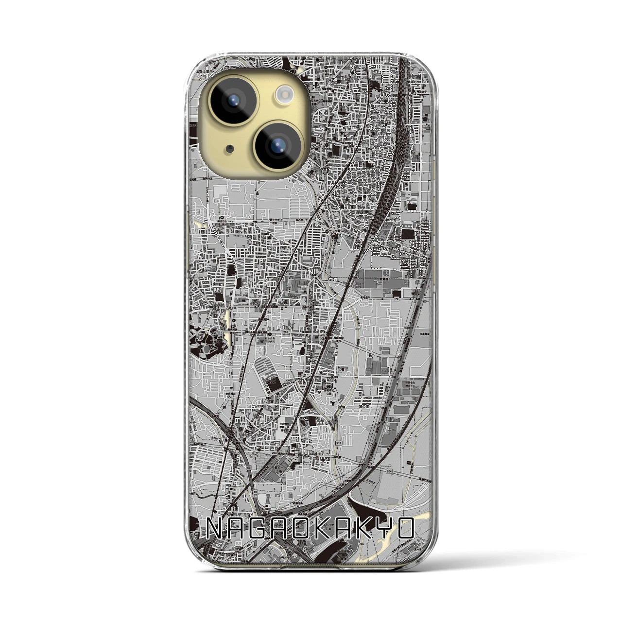 【長岡京（京都府）】地図柄iPhoneケース（クリアタイプ）