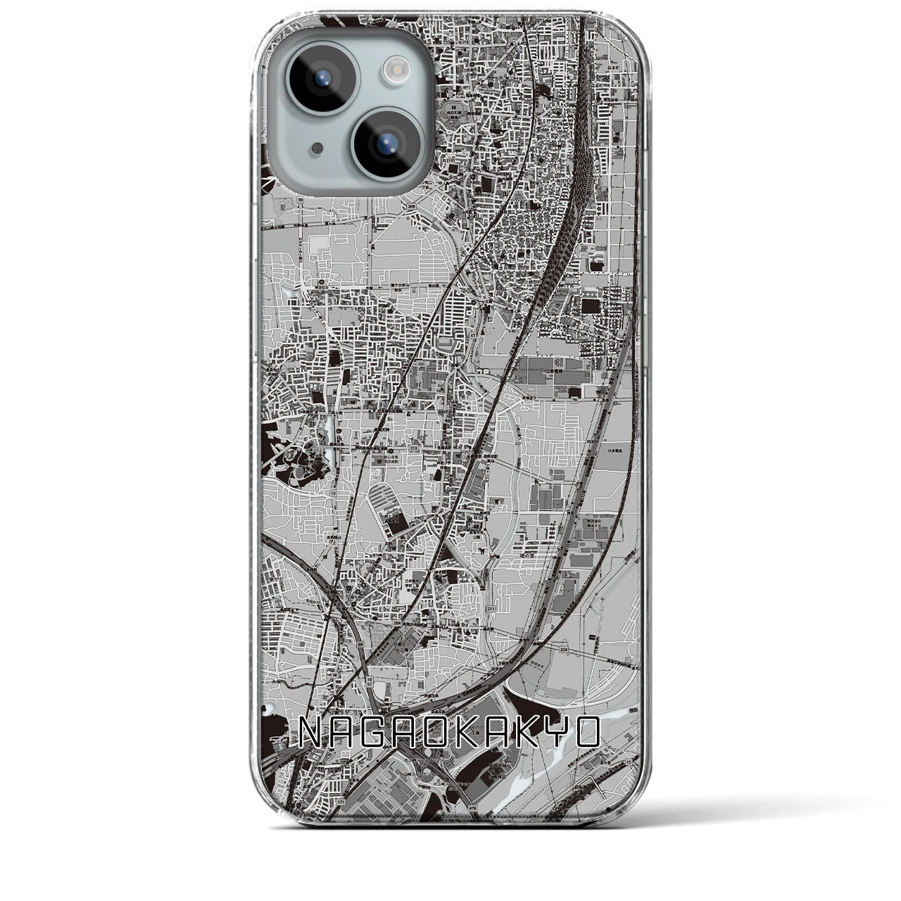 【長岡京（京都府）】地図柄iPhoneケース（クリアタイプ）