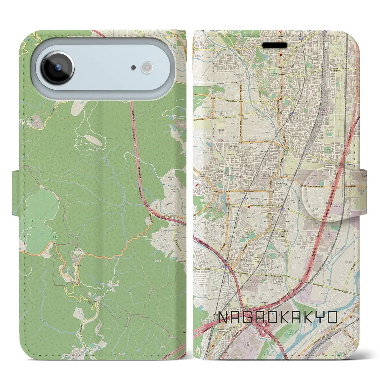 【長岡京（京都府）】地図柄iPhoneケース（手帳タイプ）