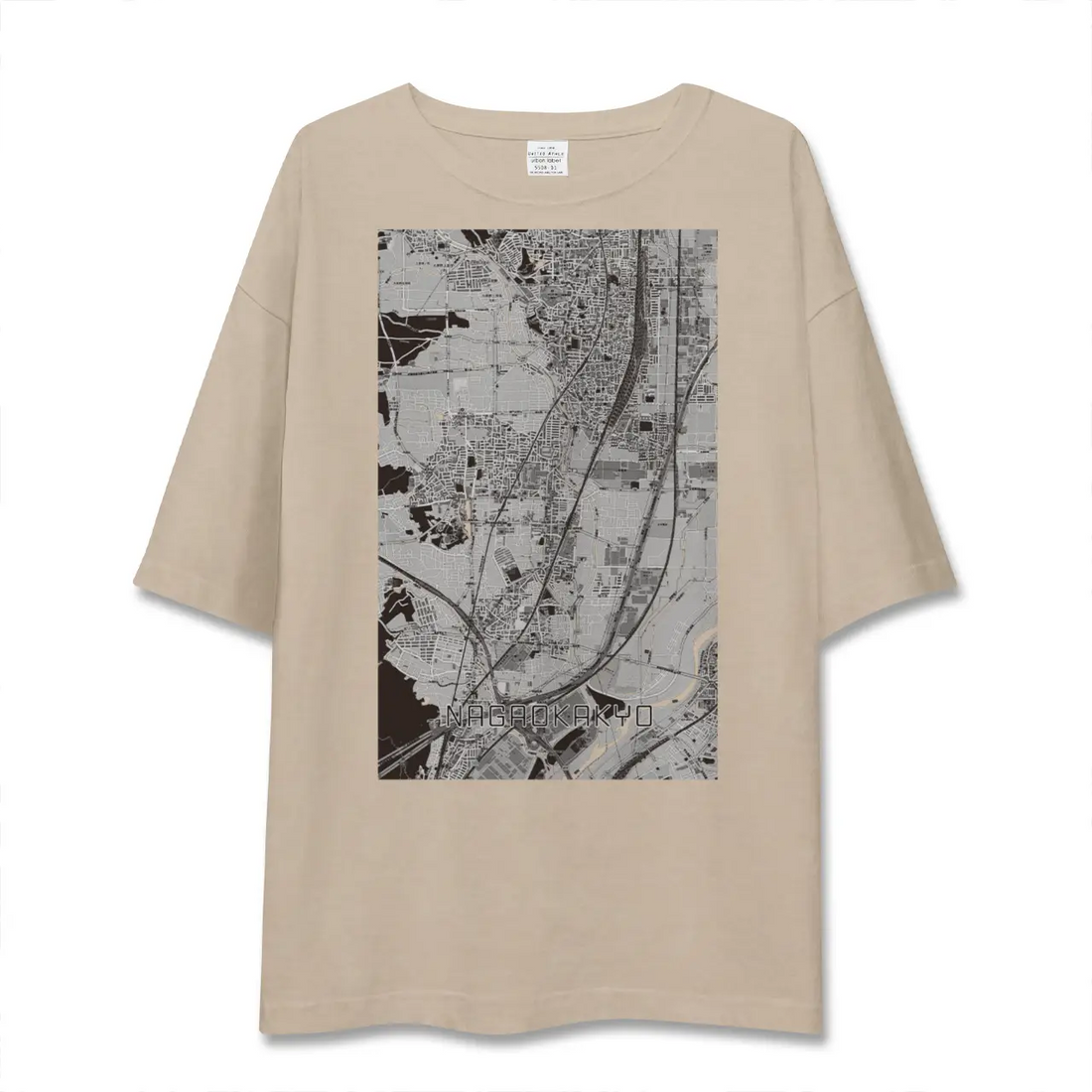 【長岡京（京都府）】地図柄ビッグシルエットTシャツ