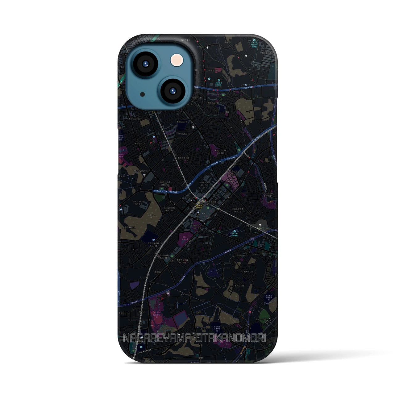【流山おおたかの森（千葉県）】地図柄iPhoneケース（バックカバータイプ）