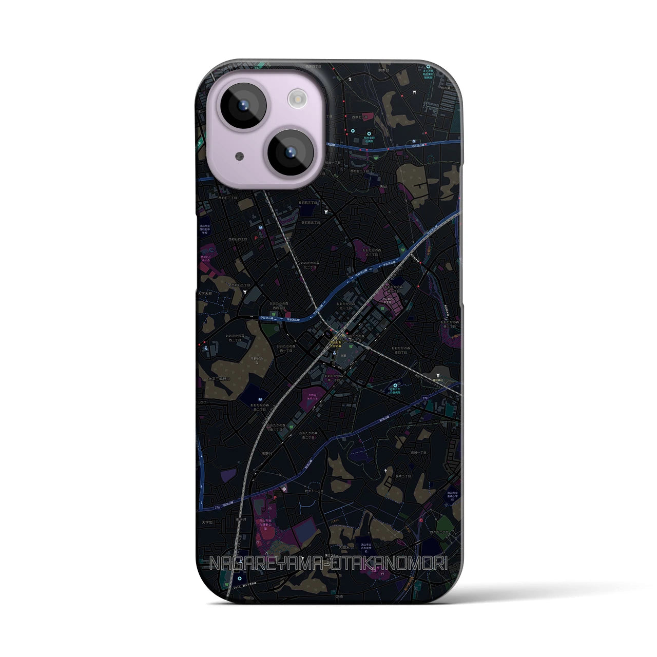 【流山おおたかの森（千葉県）】地図柄iPhoneケース（バックカバータイプ）