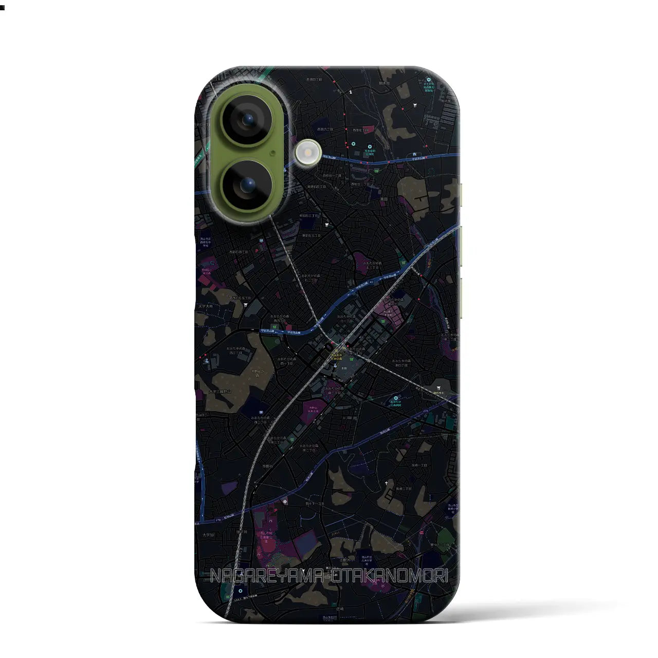 【流山おおたかの森（千葉県）】地図柄iPhoneケース（バックカバータイプ）