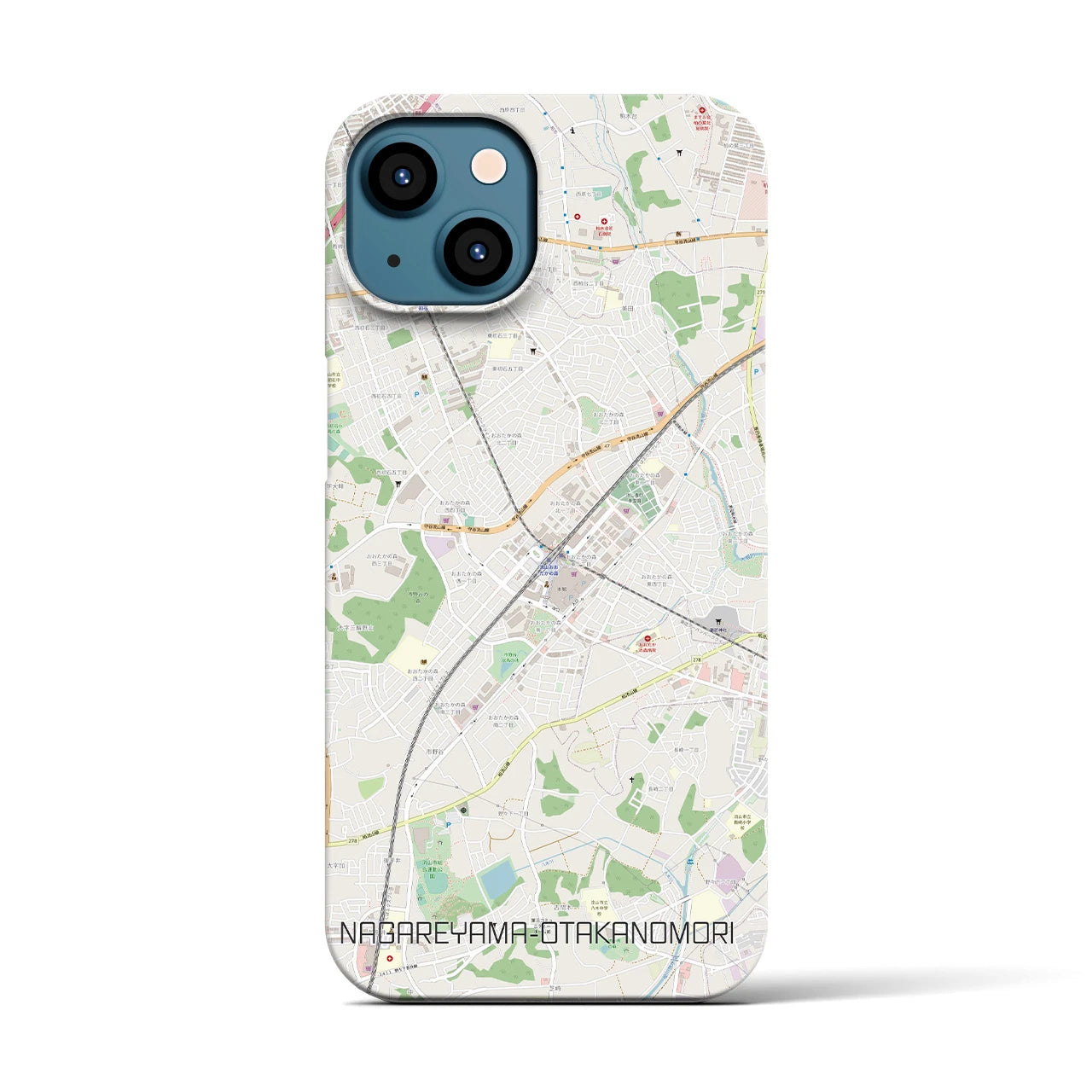【流山おおたかの森（千葉県）】地図柄iPhoneケース（バックカバータイプ）