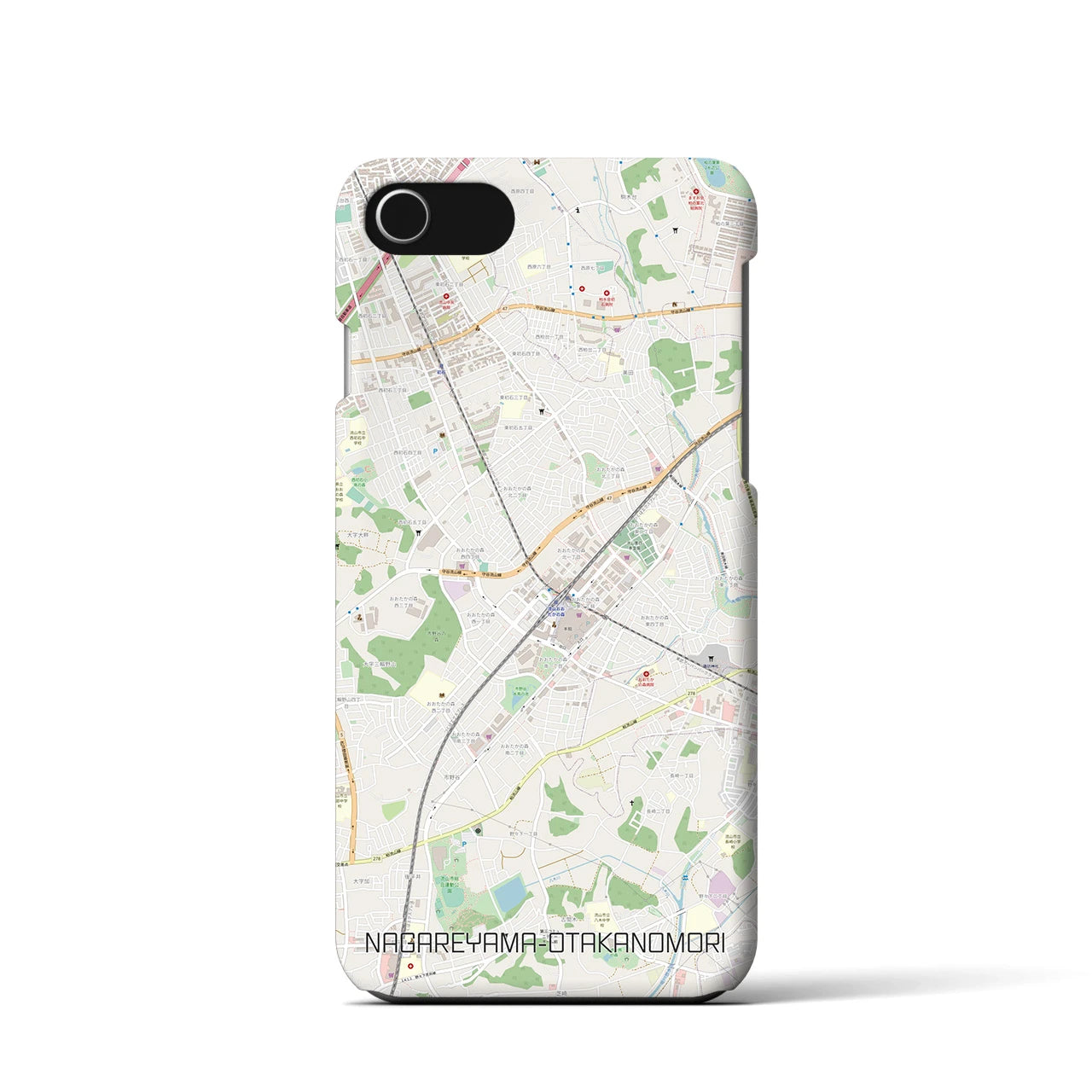 【流山おおたかの森（千葉県）】地図柄iPhoneケース（バックカバータイプ）