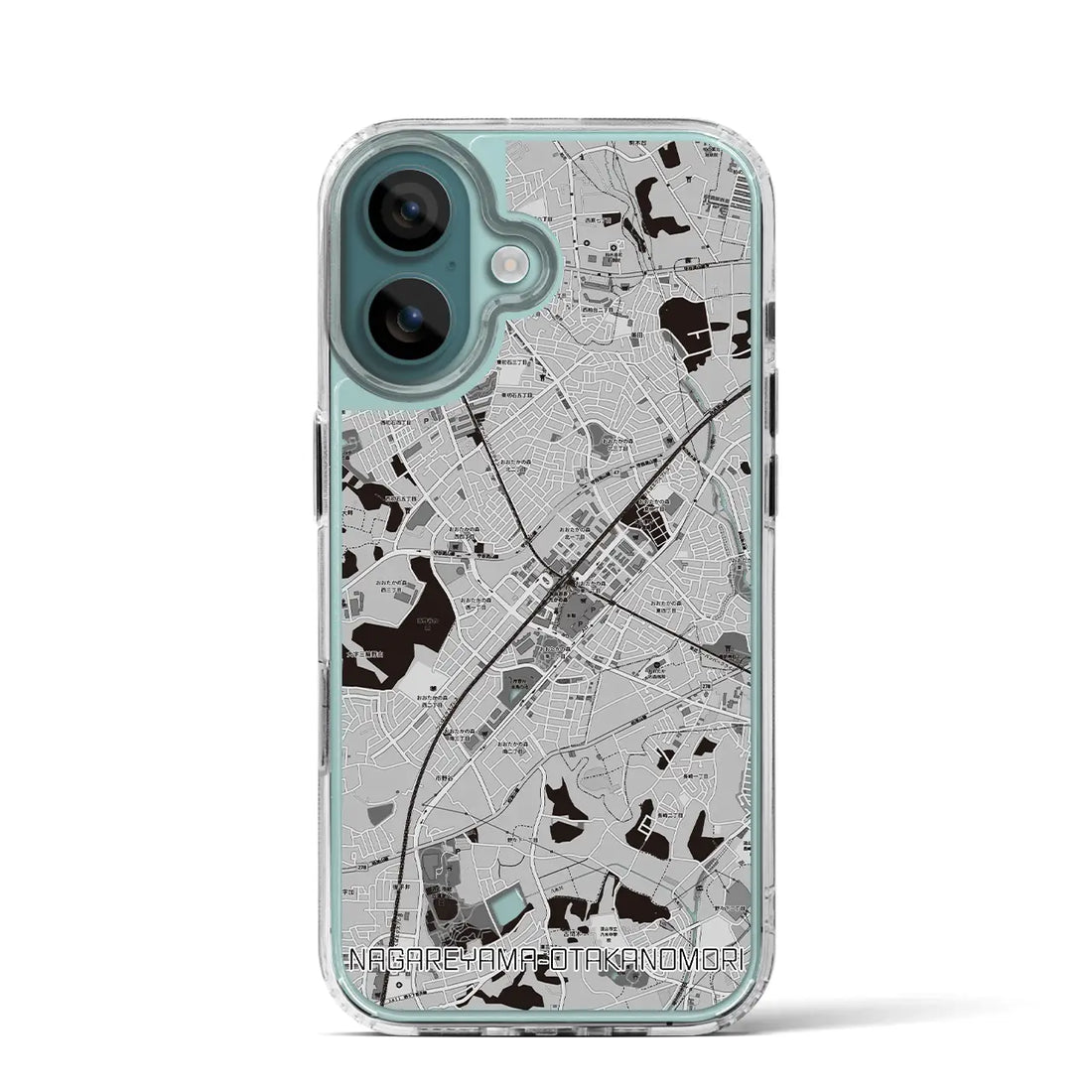 【流山おおたかの森（千葉県）】地図柄iPhoneケース（MagSafeタイプ）モノトーン・iPhone 16 Pro 用