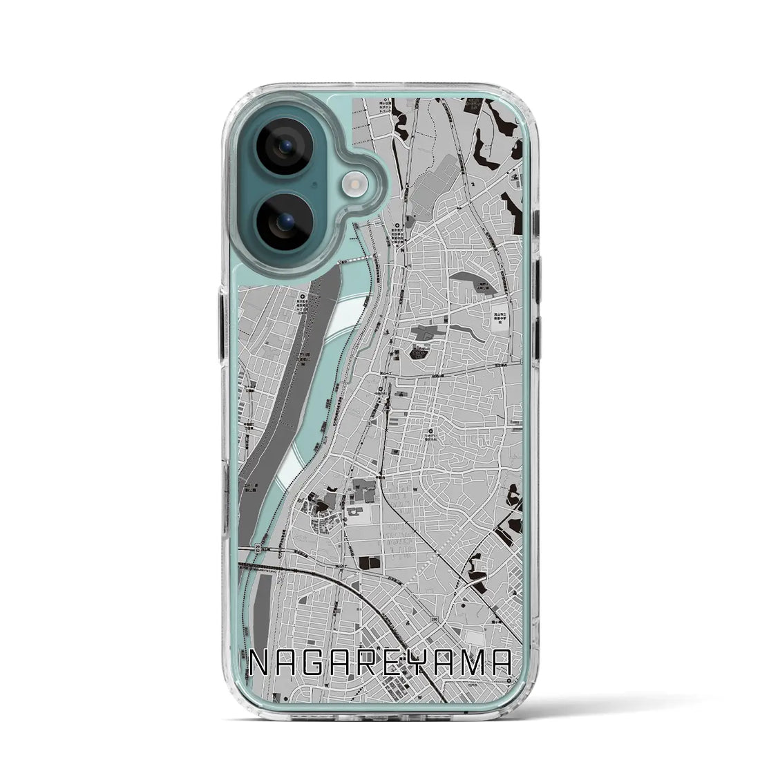 【流山（千葉県）】地図柄iPhoneケース（MagSafeタイプ）モノトーン・iPhone 16 Pro 用