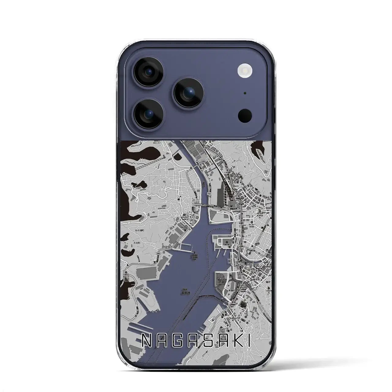 【長崎（長崎県）】地図柄iPhoneケース（クリアタイプ）モノトーン・iPhone 17 Pro Max 用