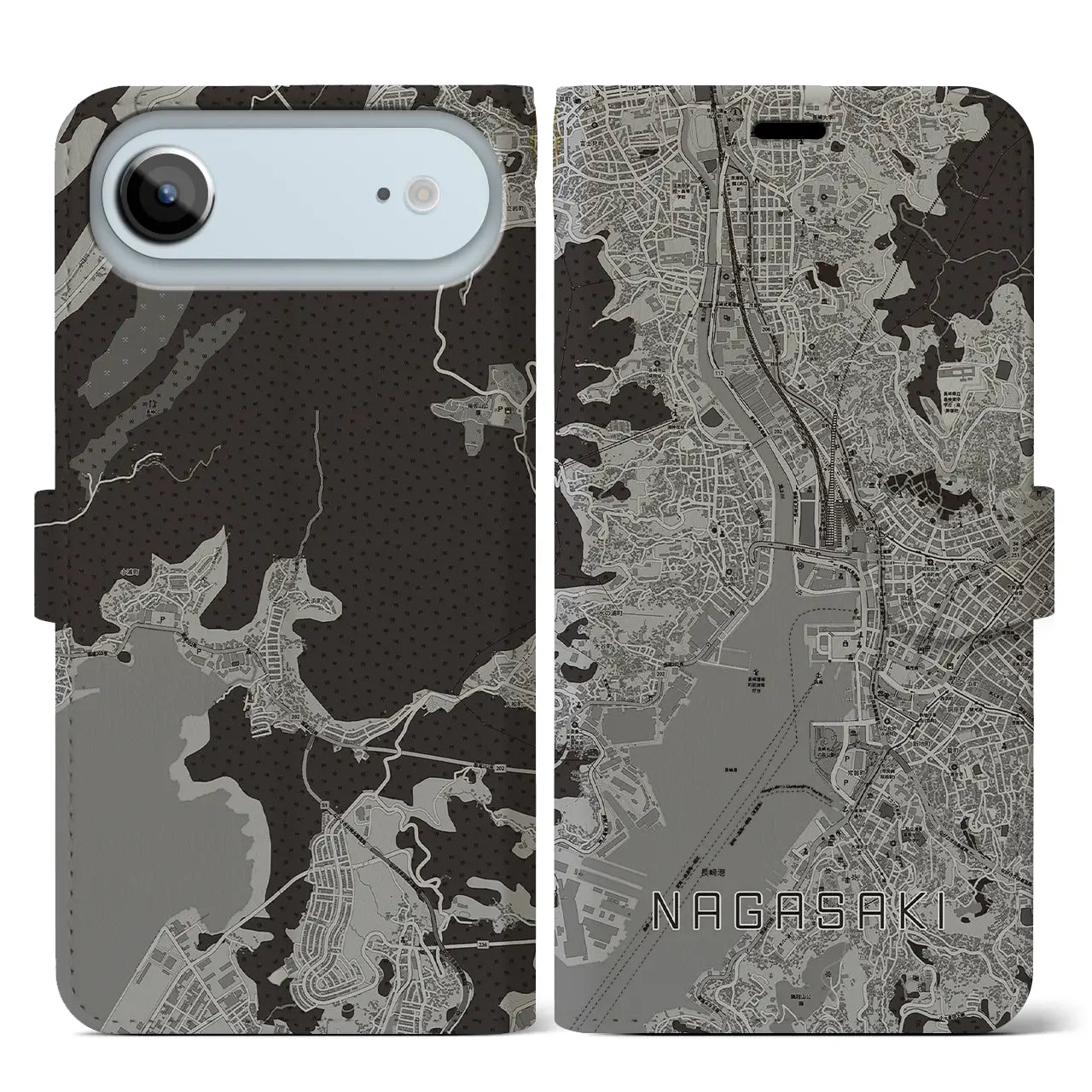 【長崎（長崎県）】地図柄iPhoneケース（手帳タイプ）