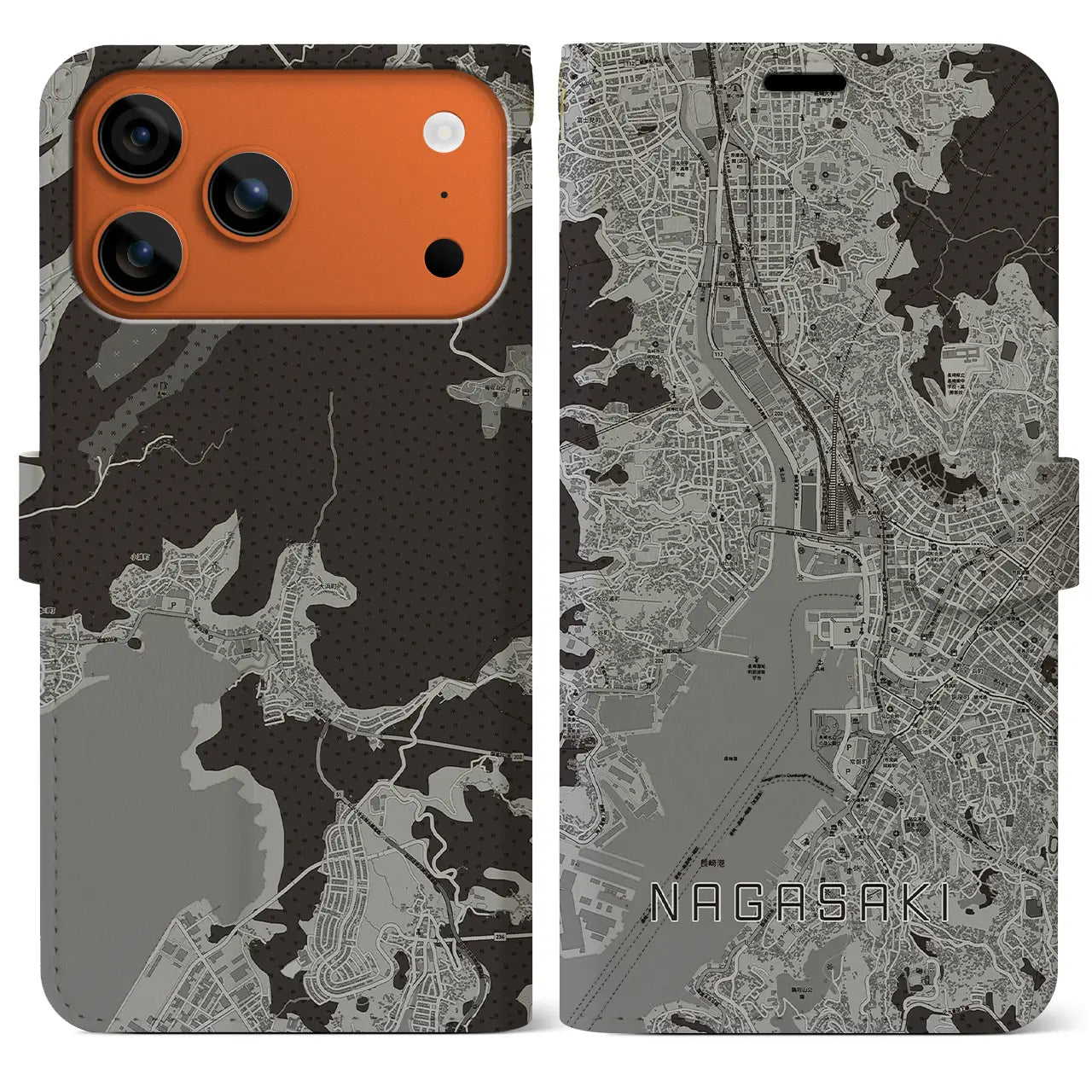 【長崎（長崎県）】地図柄iPhoneケース（手帳タイプ）