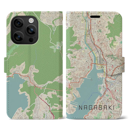 【長崎（長崎県）】地図柄iPhoneケース（手帳タイプ）ナチュラル・iPhone 16 用