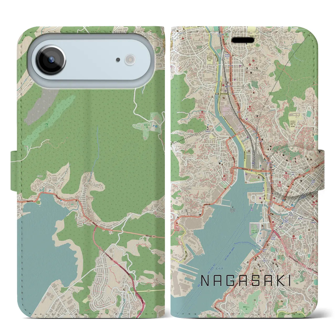 【長崎（長崎県）】地図柄iPhoneケース（手帳タイプ）
