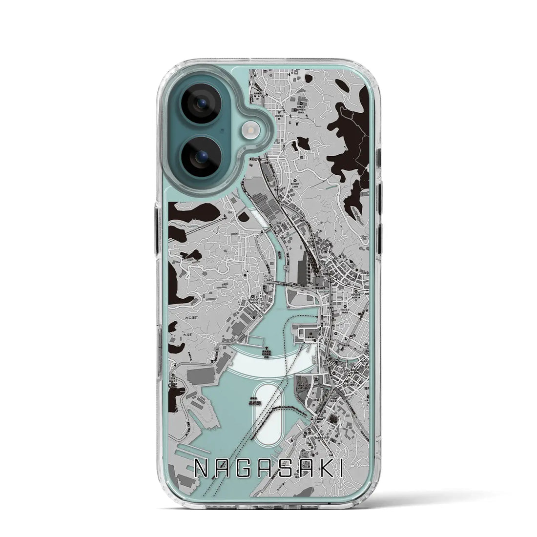 【長崎（長崎県）】地図柄iPhoneケース（MagSafeタイプ）モノトーン・iPhone 16 Pro 用