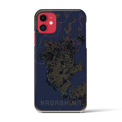 【長島（鹿児島県）】地図柄iPhoneケース（バックカバータイプ）