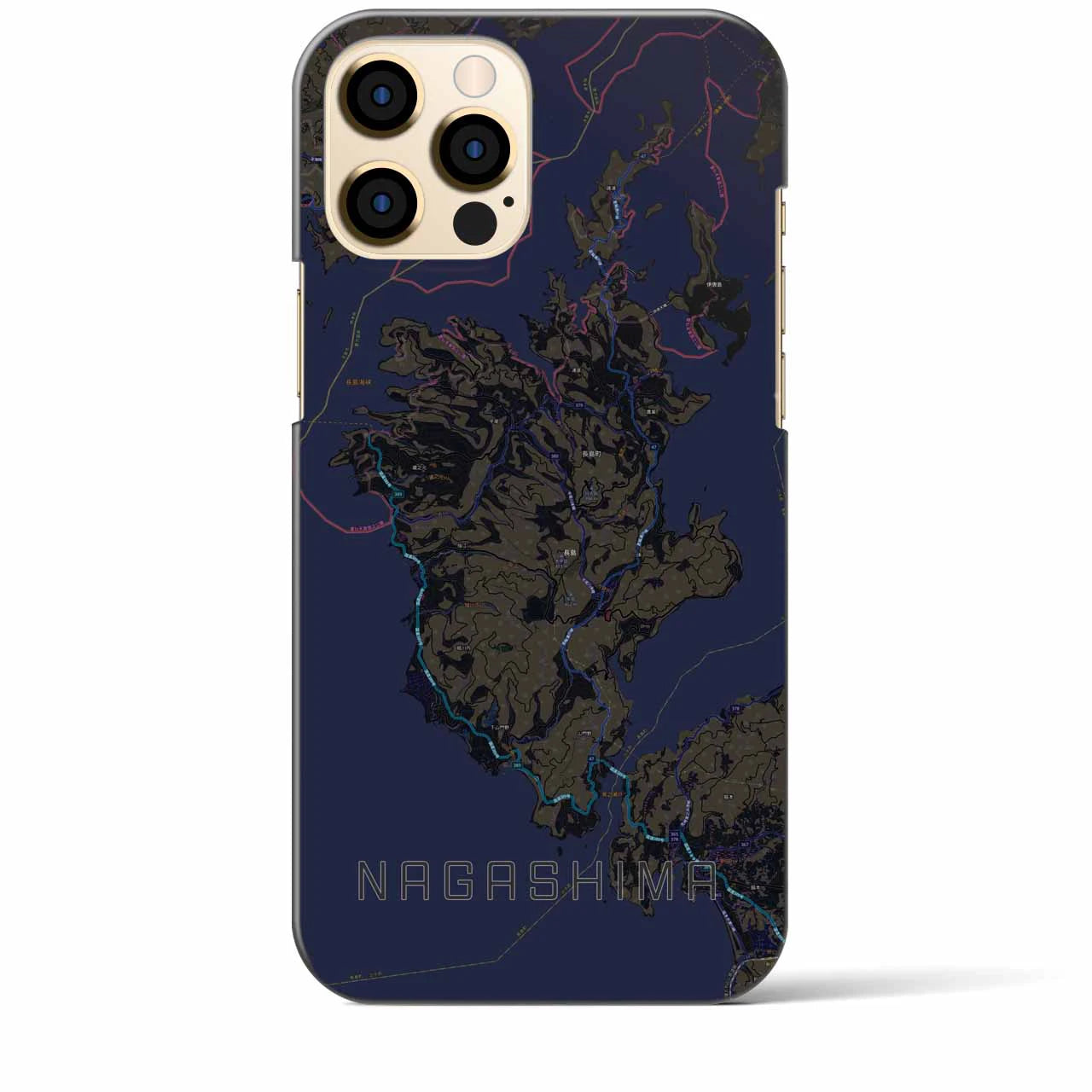 【長島（鹿児島県）】地図柄iPhoneケース（バックカバータイプ）