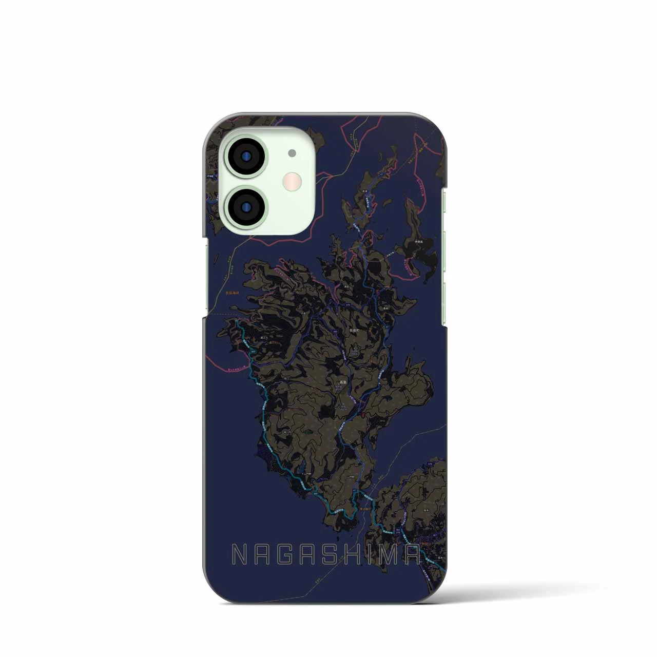 【長島（鹿児島県）】地図柄iPhoneケース（バックカバータイプ）