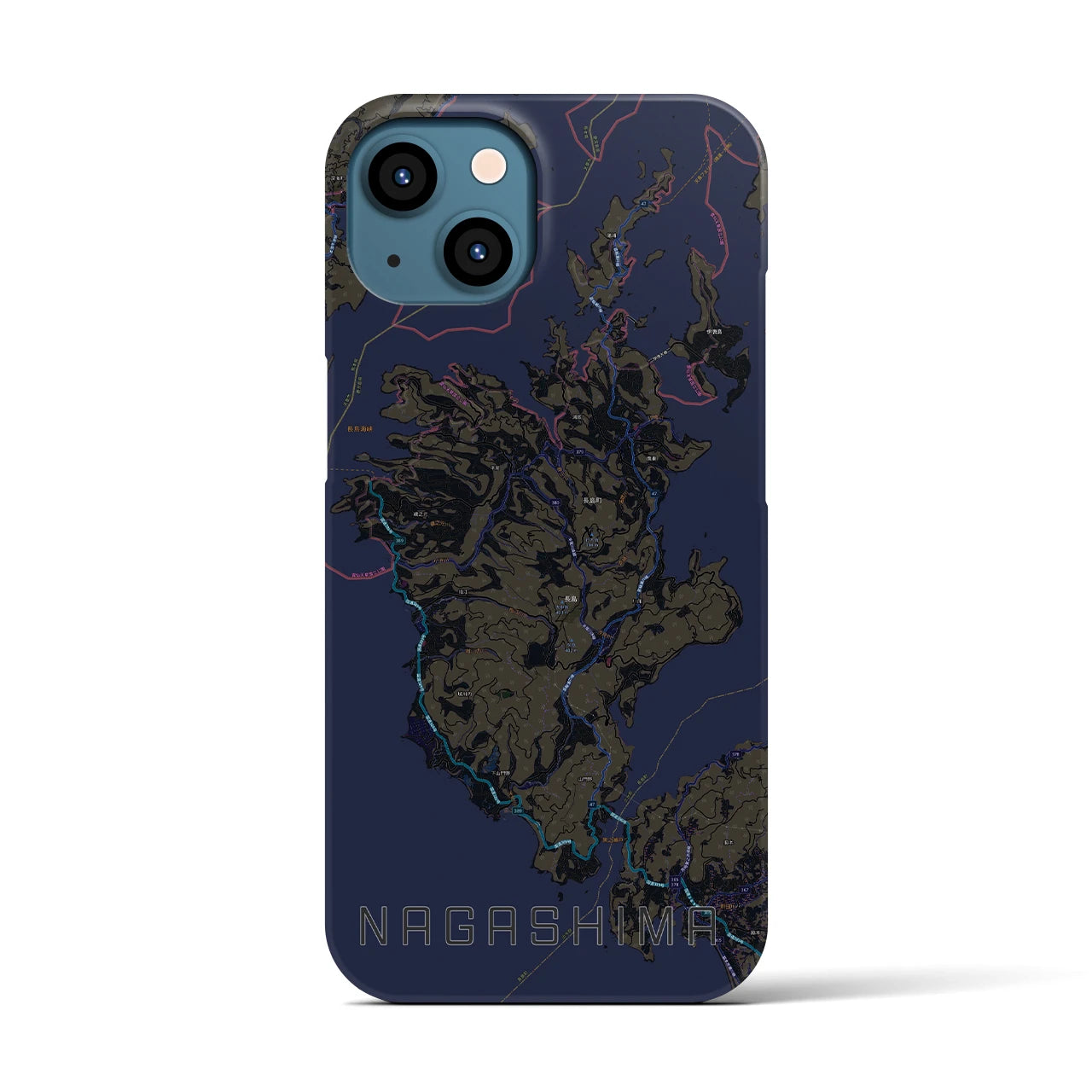 【長島（鹿児島県）】地図柄iPhoneケース（バックカバータイプ）