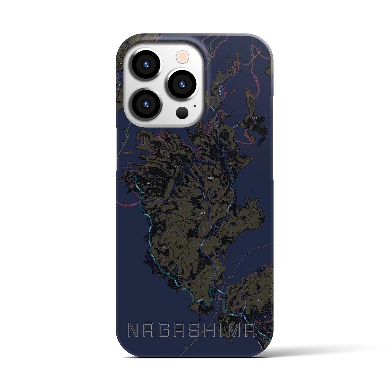 【長島（鹿児島県）】地図柄iPhoneケース（バックカバータイプ）