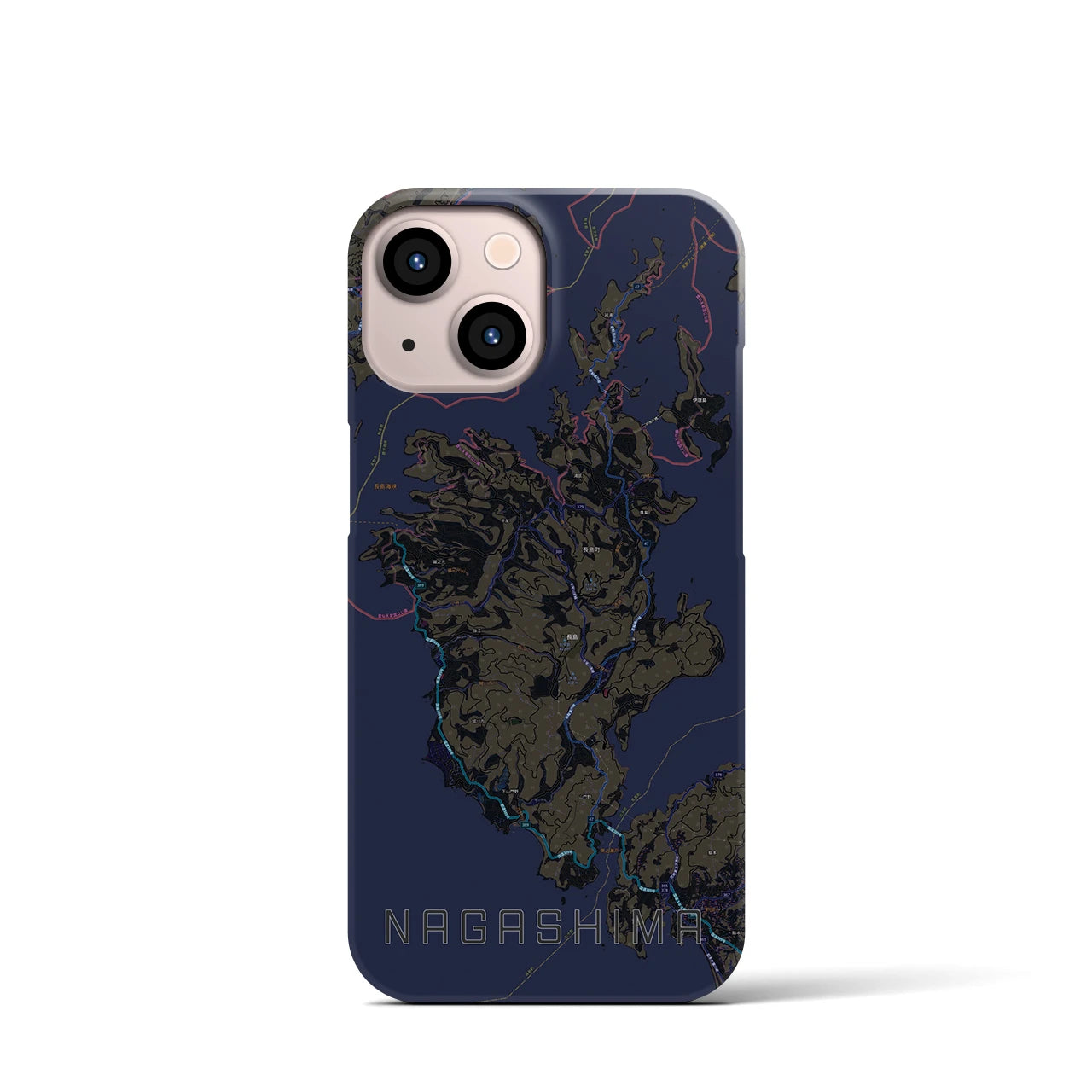 【長島（鹿児島県）】地図柄iPhoneケース（バックカバータイプ）