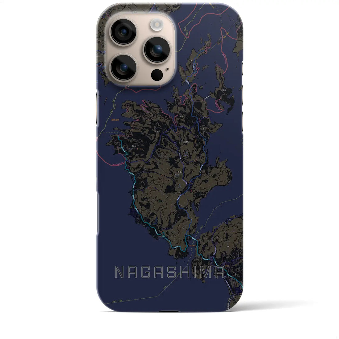 【長島（鹿児島県）】地図柄iPhoneケース（バックカバータイプ）