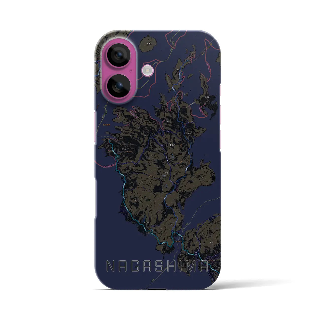 【長島（鹿児島県）】地図柄iPhoneケース（バックカバータイプ）
