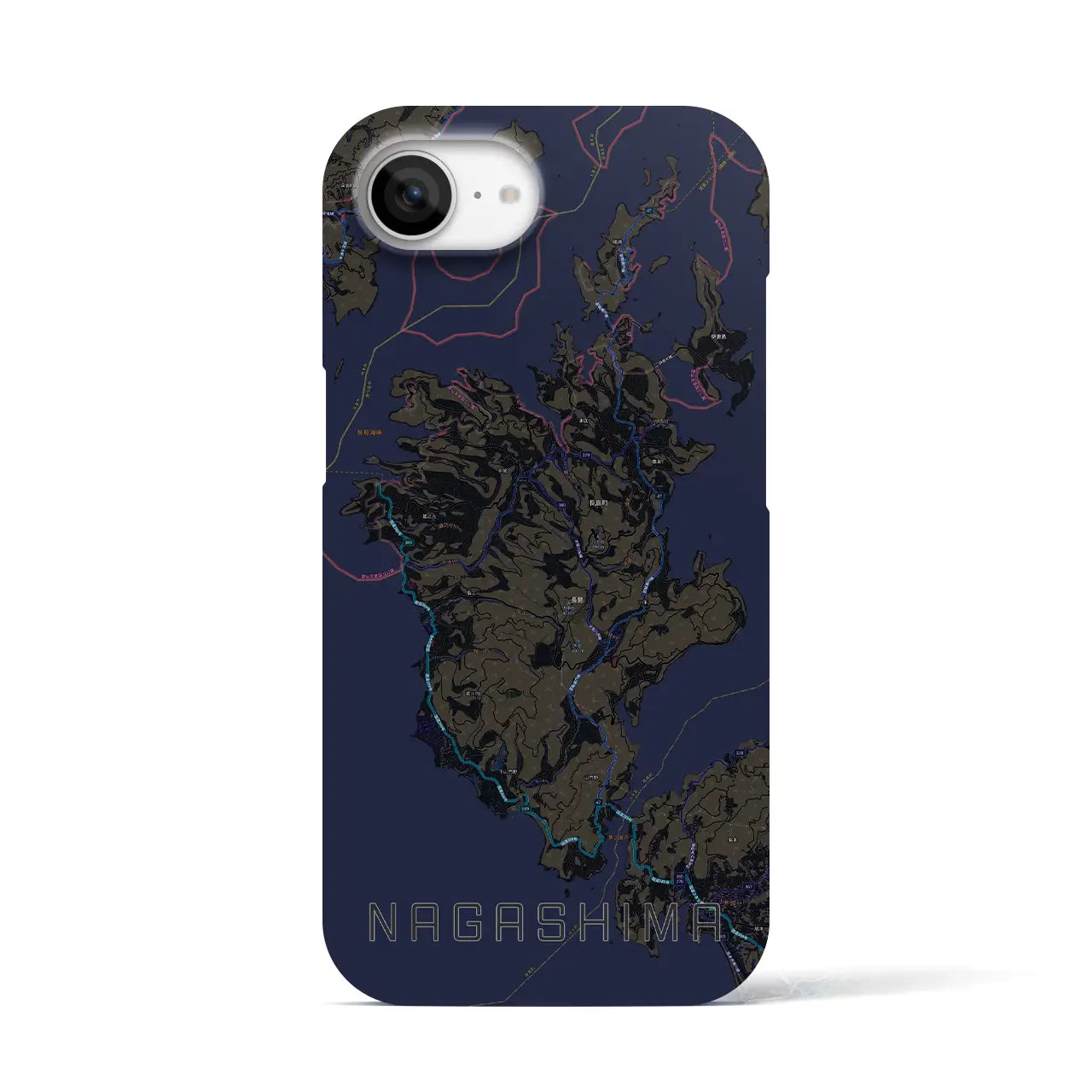 【長島（鹿児島県）】地図柄iPhoneケース（バックカバータイプ）