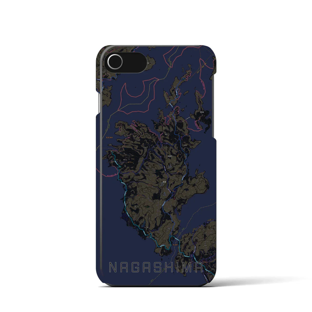 【長島（鹿児島県）】地図柄iPhoneケース（バックカバータイプ）