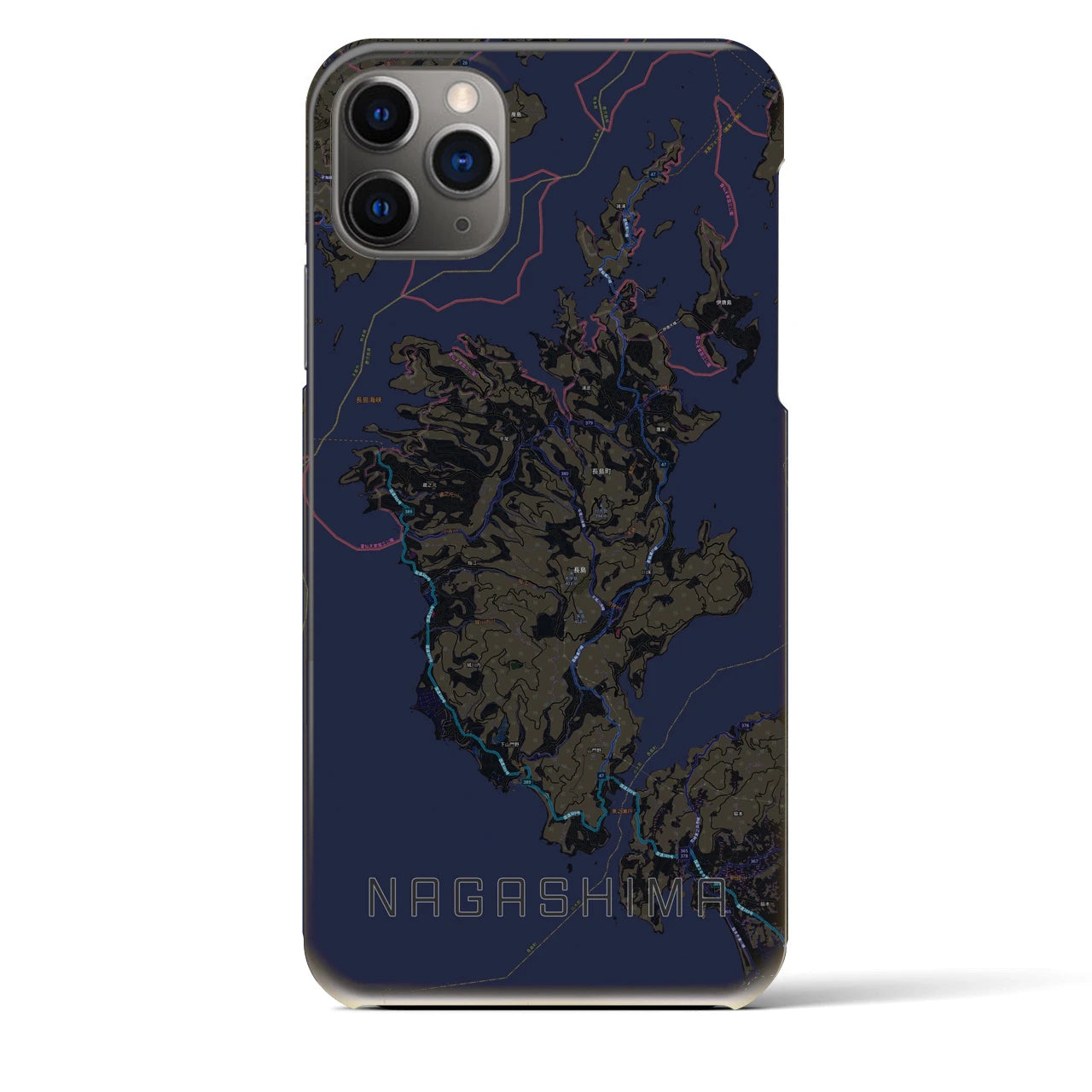 【長島（鹿児島県）】地図柄iPhoneケース（バックカバータイプ）