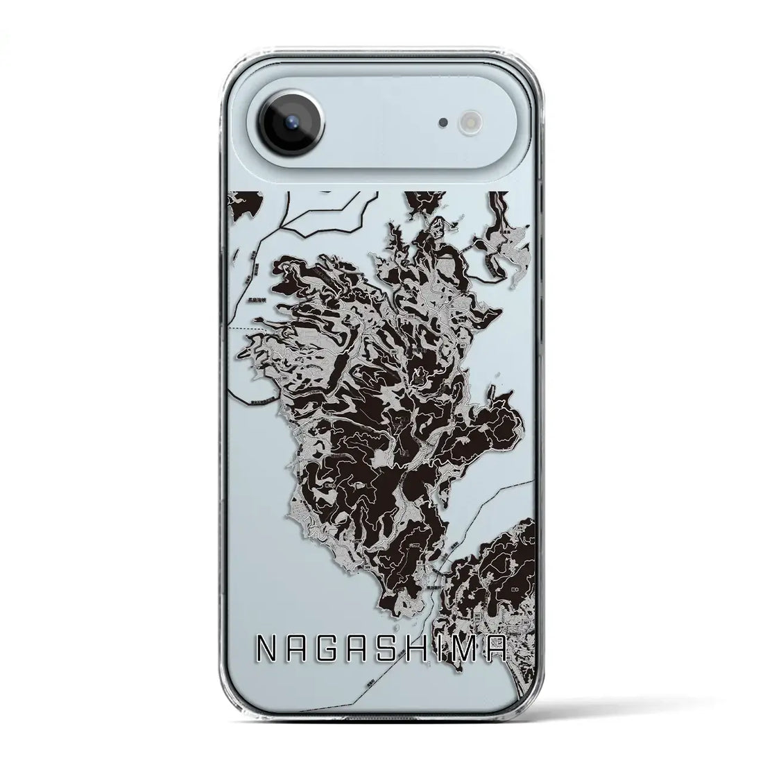【長島(鹿児島県)】地図柄iPhoneケース(クリアタイプ)モノトーン・iPhone 17 Pro Max 用