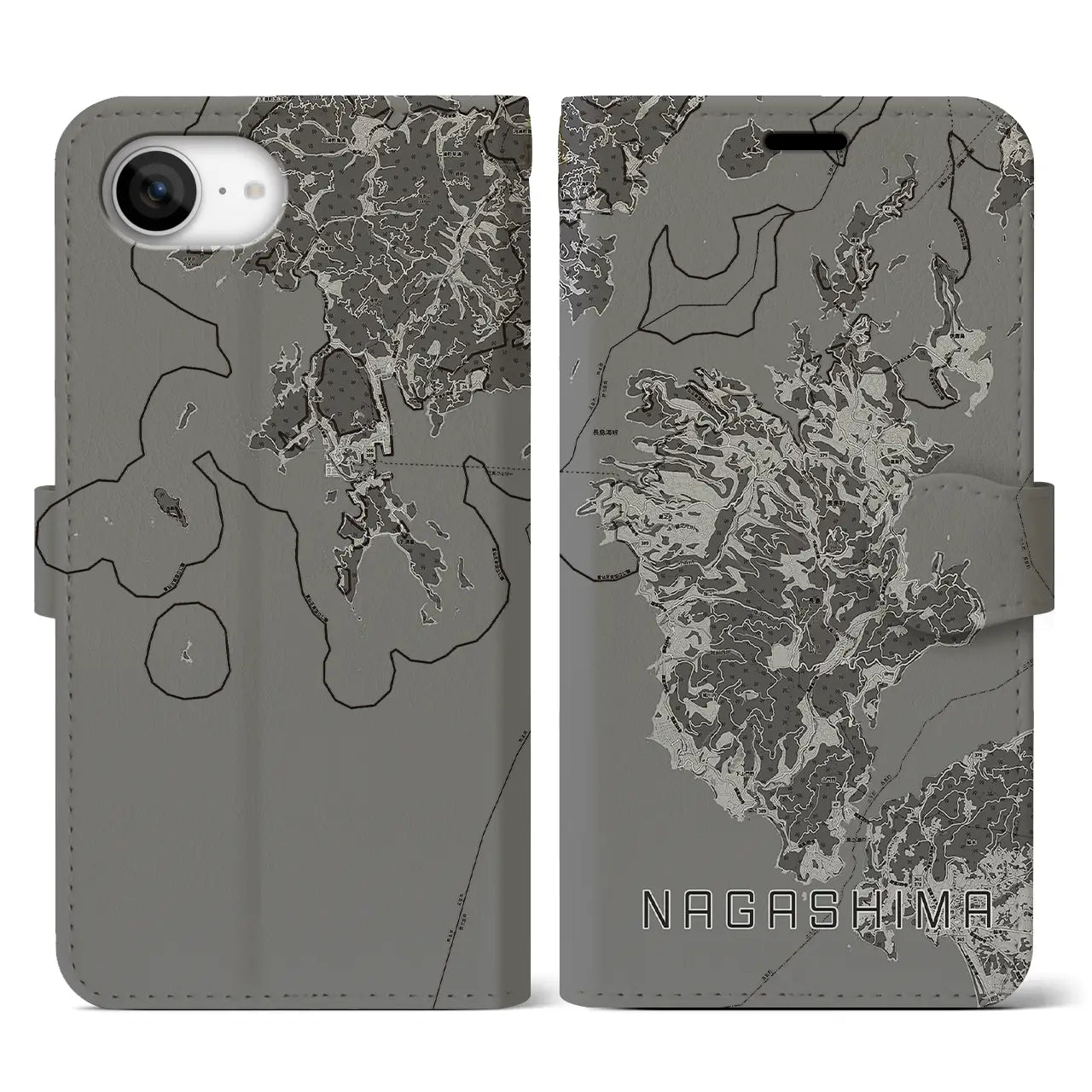 【長島（鹿児島県）】地図柄iPhoneケース（手帳タイプ）