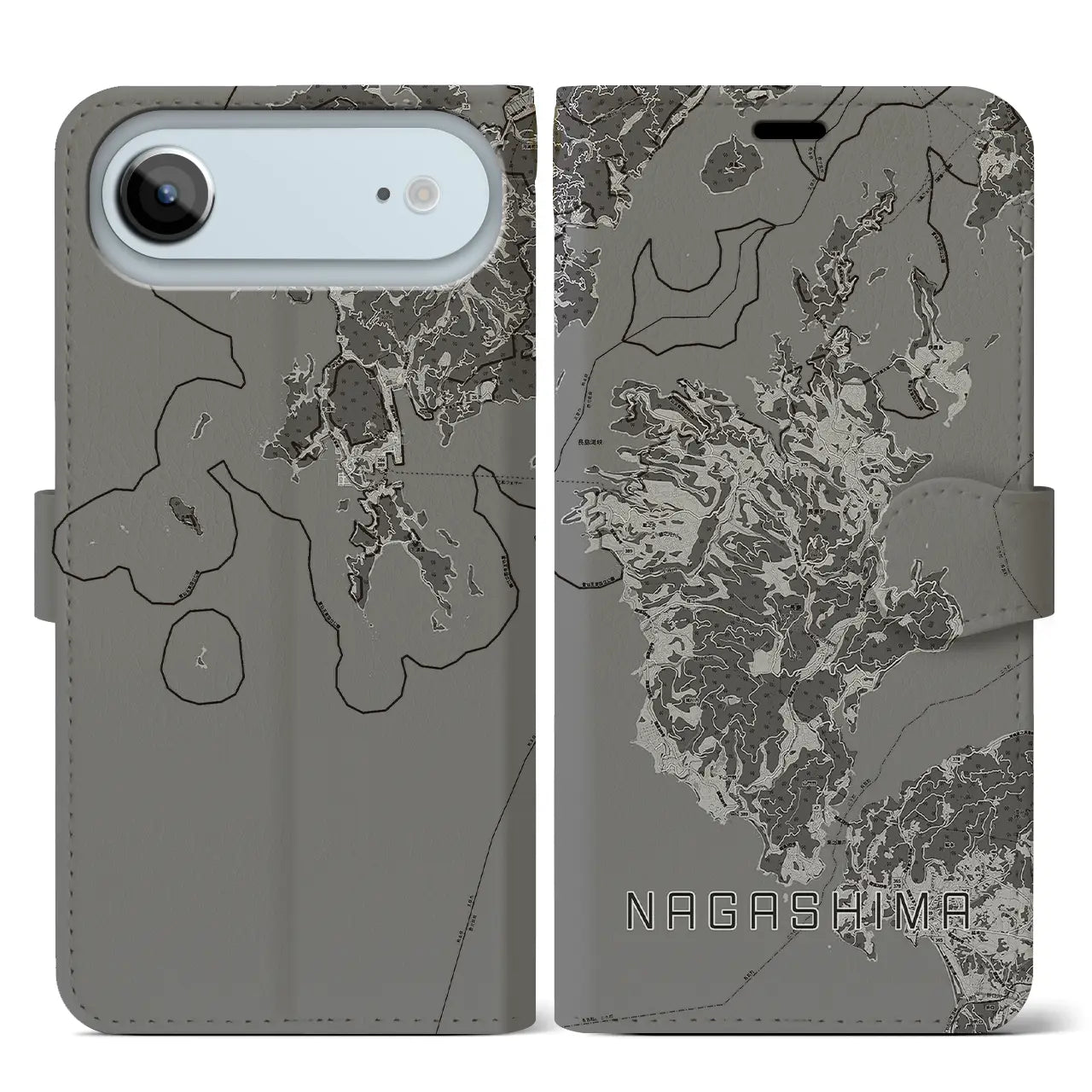 【長島（鹿児島県）】地図柄iPhoneケース（手帳タイプ）