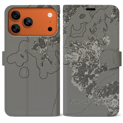 【長島（鹿児島県）】地図柄iPhoneケース（手帳タイプ）