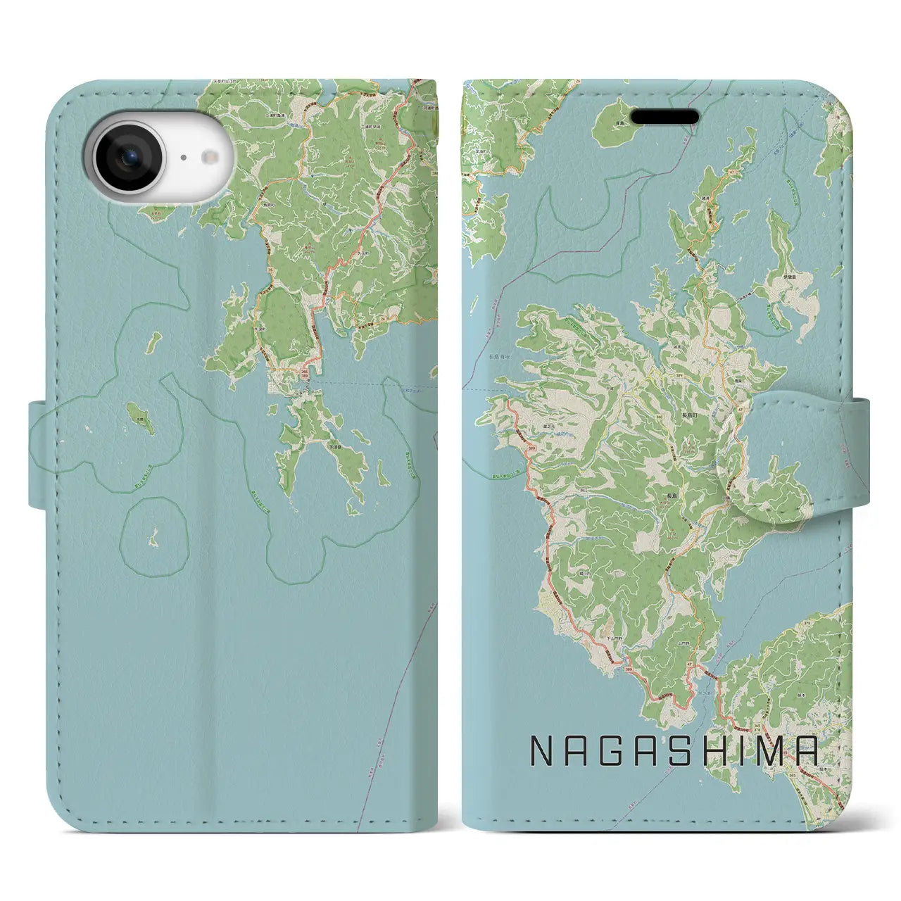 【長島（鹿児島県）】地図柄iPhoneケース（手帳タイプ）