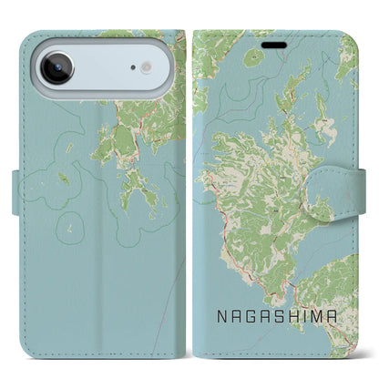 【長島（鹿児島県）】地図柄iPhoneケース（手帳タイプ）