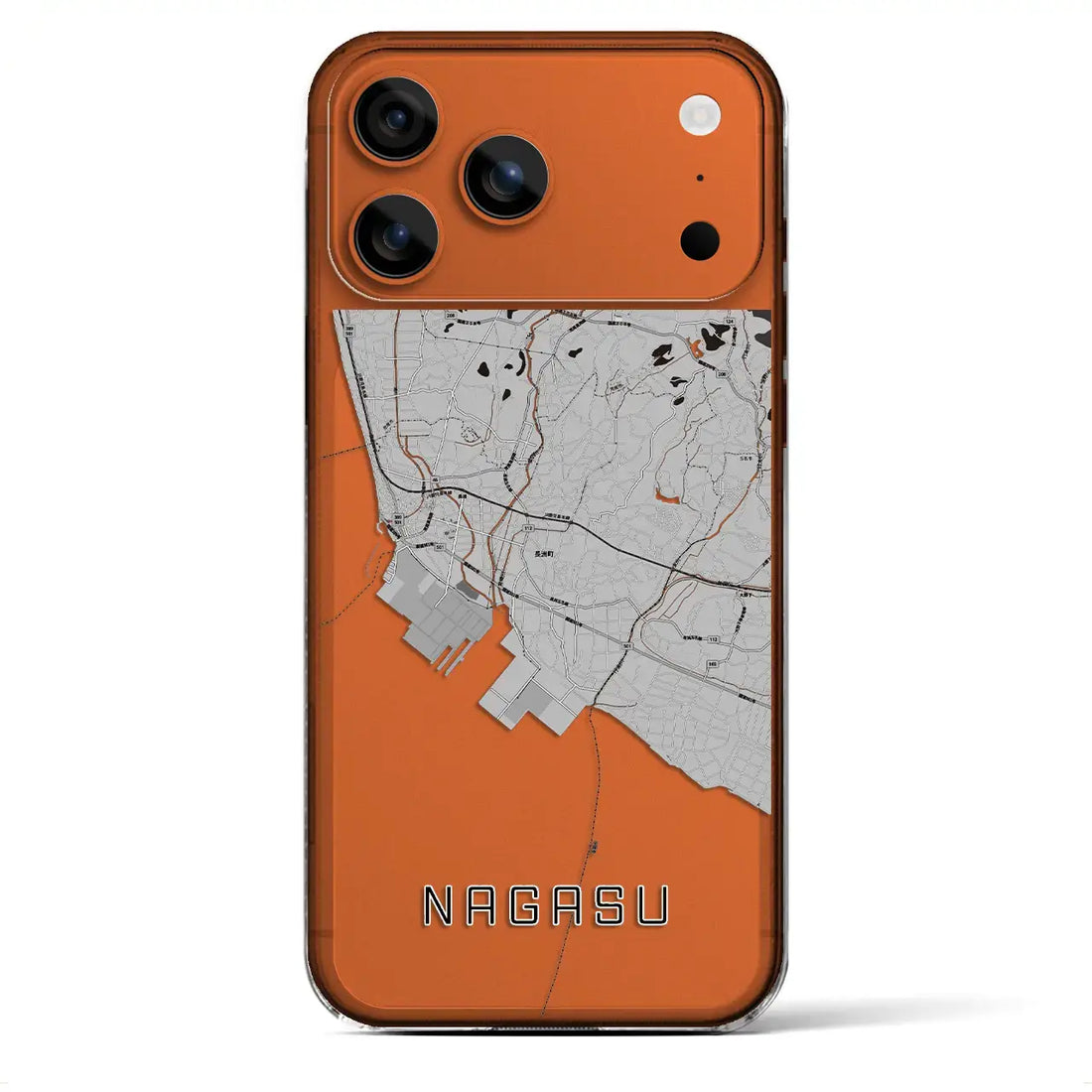 【長洲(熊本県)】地図柄iPhoneケース(クリアタイプ)モノトーン・iPhone 17 Pro Max 用