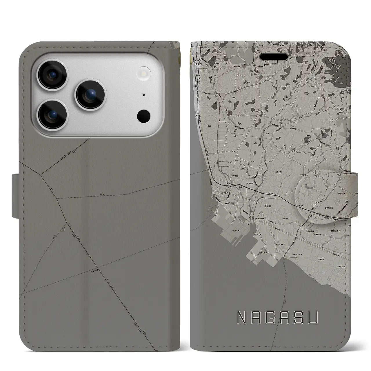 【長洲（熊本県）】地図柄iPhoneケース（手帳タイプ）