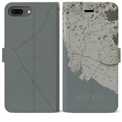 【長洲（熊本県）】地図柄iPhoneケース（手帳タイプ）モノトーン・iPhone 8Plus /7Plus / 6sPlus / 6Plus 用