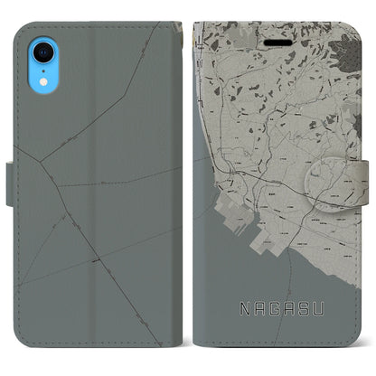 【長洲（熊本県）】地図柄iPhoneケース（手帳タイプ）モノトーン・iPhone XR 用