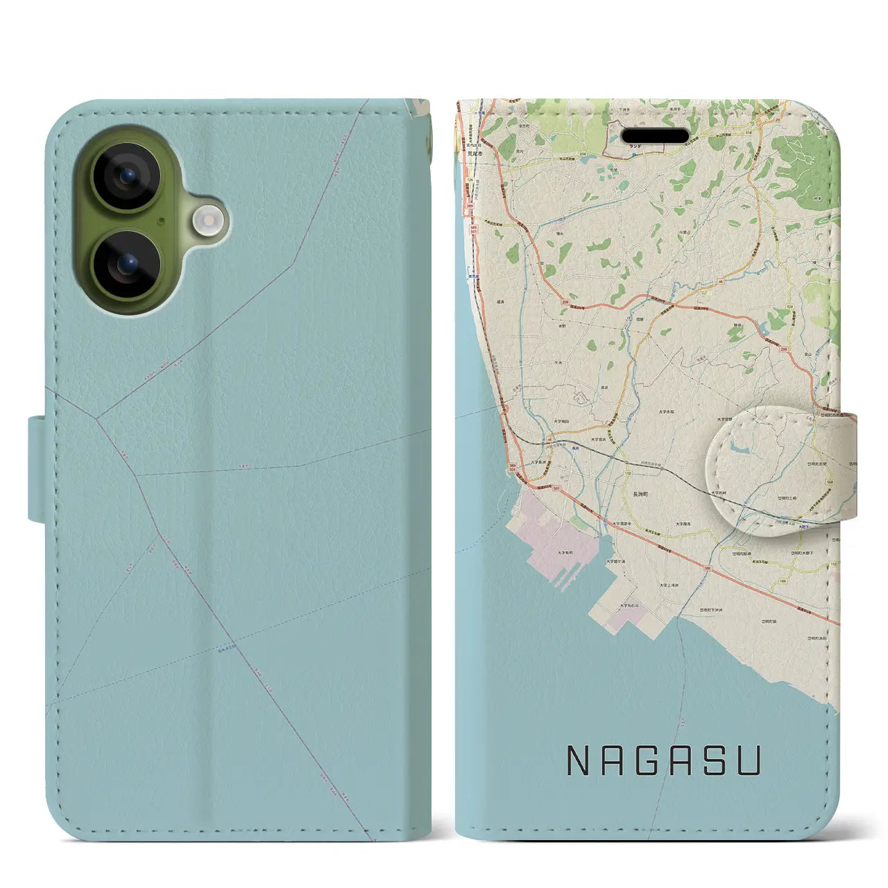 【長洲（熊本県）】地図柄iPhoneケース（手帳タイプ）