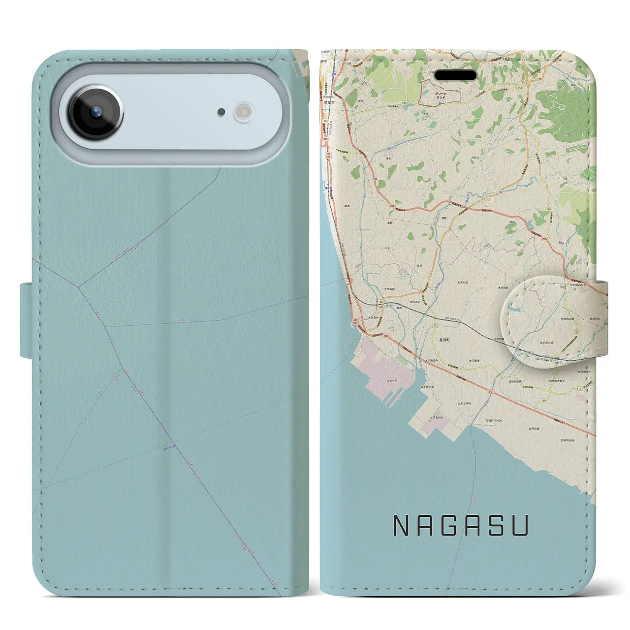 【長洲（熊本県）】地図柄iPhoneケース（手帳タイプ）