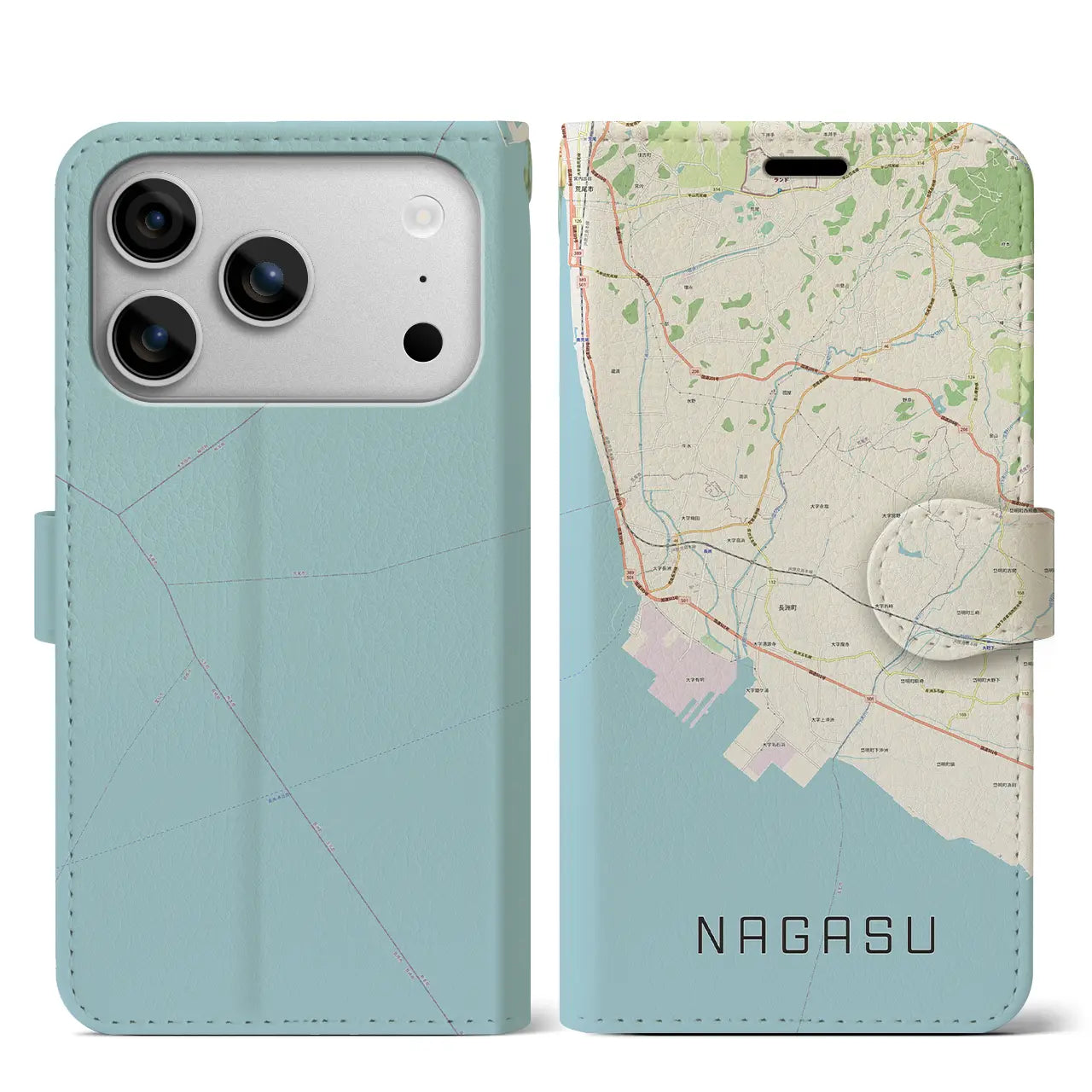 【長洲（熊本県）】地図柄iPhoneケース（手帳タイプ）