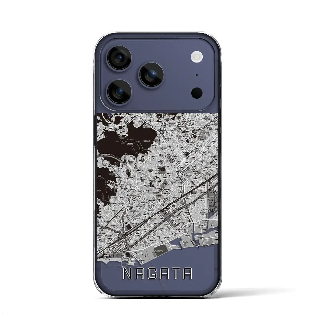 【長田(兵庫県)】地図柄iPhoneケース(クリアタイプ)モノトーン・iPhone 17 Pro Max 用