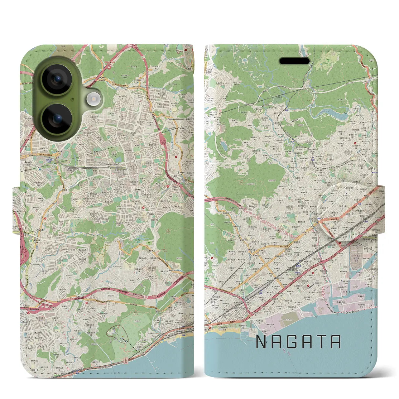 【長田（兵庫県）】地図柄iPhoneケース（手帳タイプ）