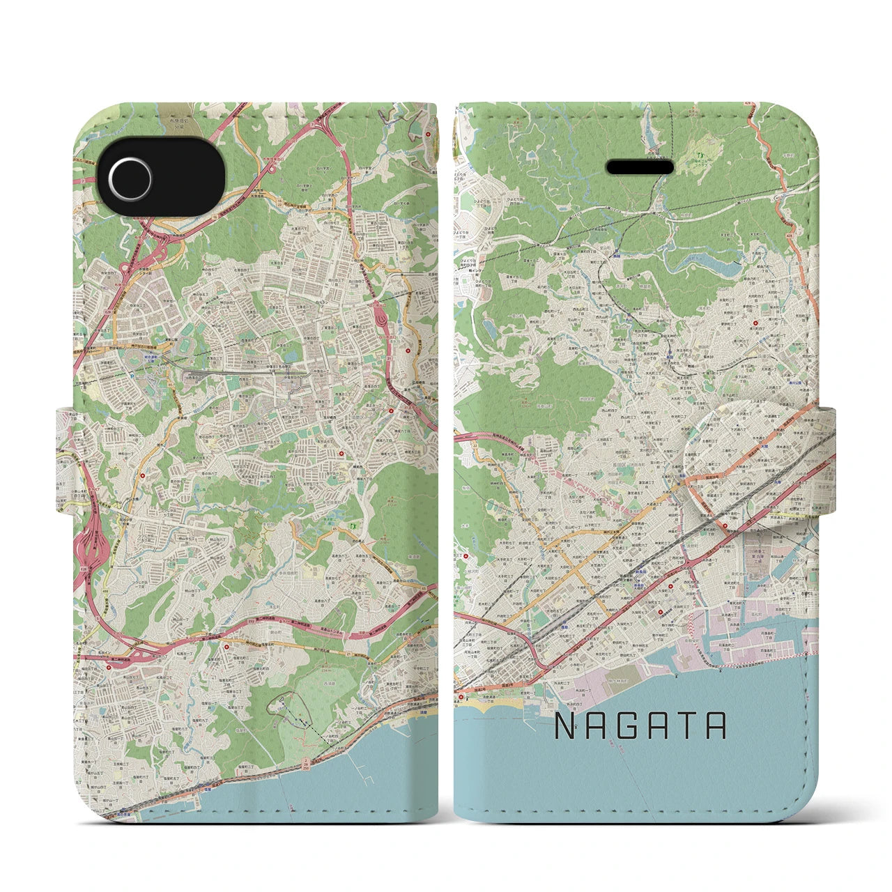 【長田（兵庫県）】地図柄iPhoneケース（手帳タイプ）