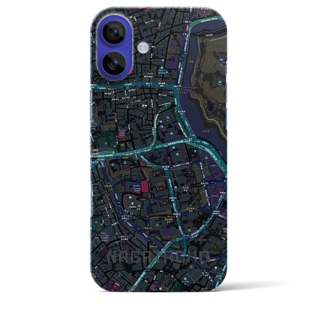 【永田町（東京都）】地図柄iPhoneケース（バックカバータイプ）