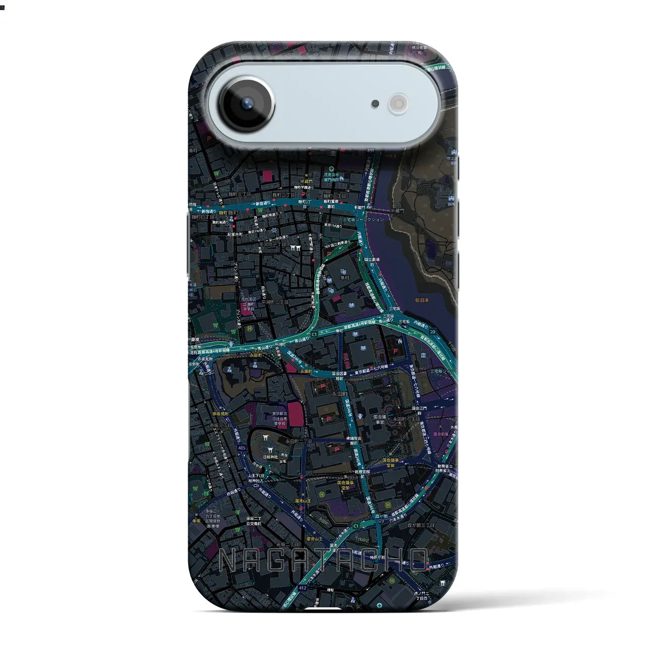 【永田町（東京都）】地図柄iPhoneケース（バックカバータイプ）