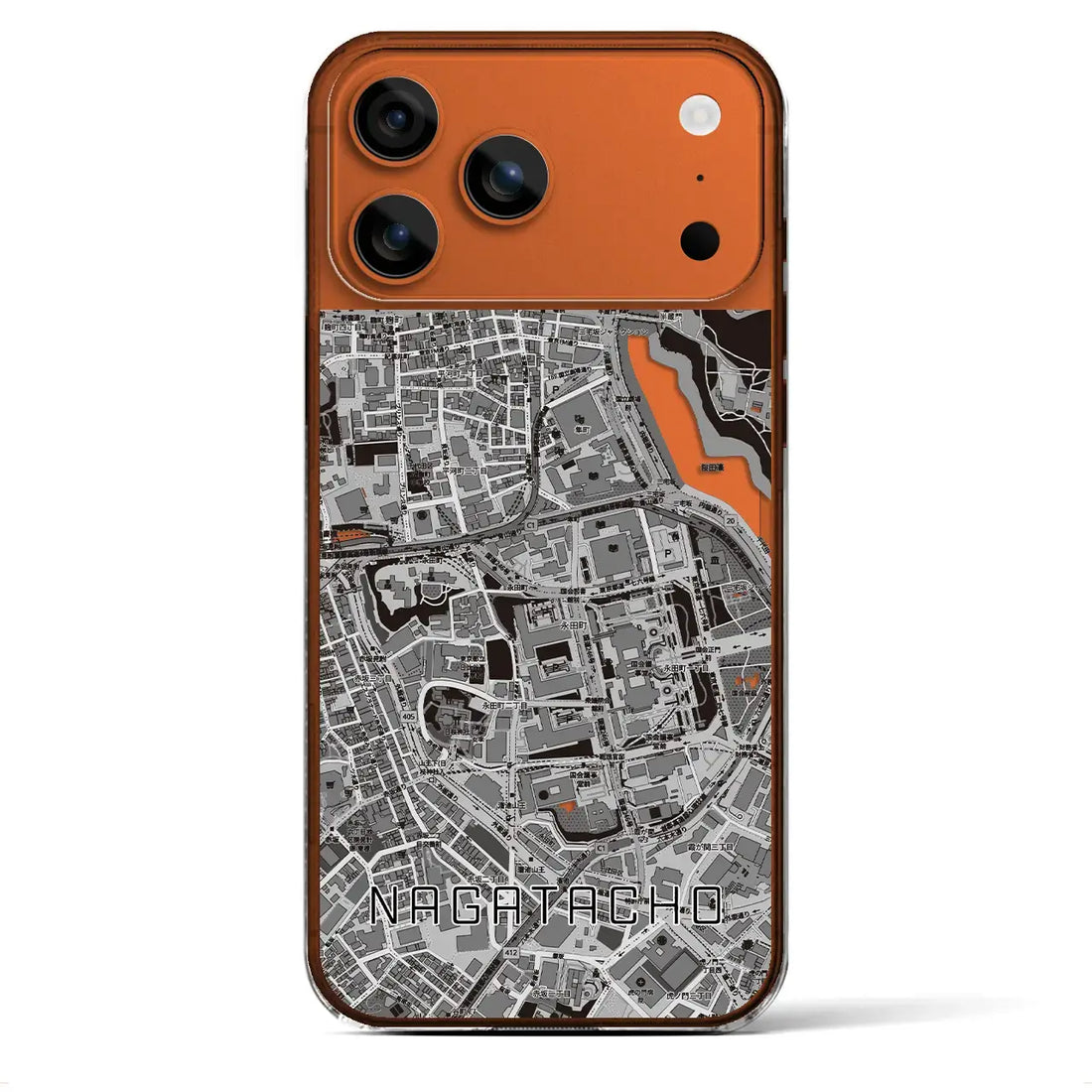 【永田町(東京都)】地図柄iPhoneケース(クリアタイプ)モノトーン・iPhone 17 Pro Max 用