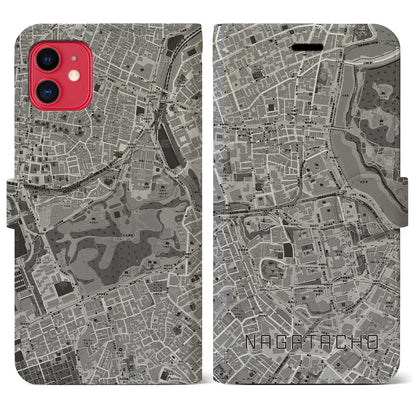 【永田町（東京都）】地図柄iPhoneケース（手帳タイプ）