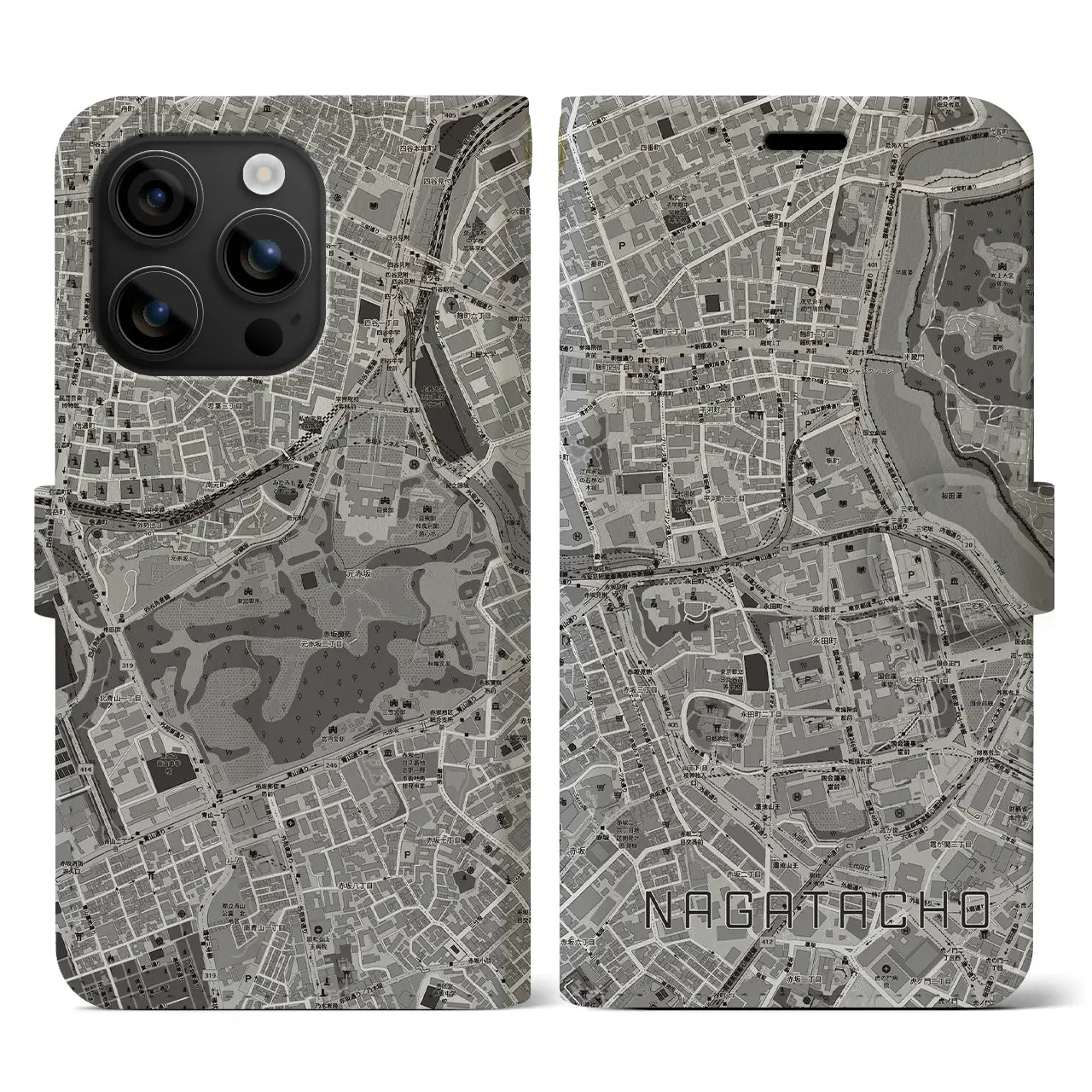 【永田町（東京都）】地図柄iPhoneケース（手帳タイプ）