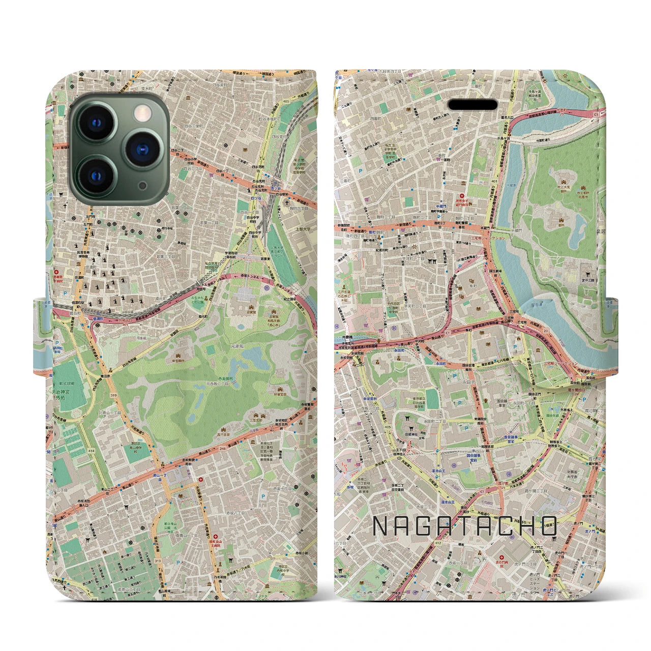 【永田町（東京都）】地図柄iPhoneケース（手帳タイプ）